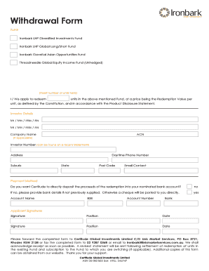 Fund Withdrawal Form