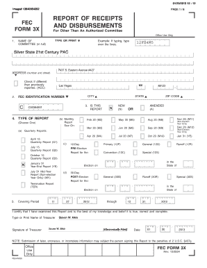 FEC Form 3X for Political Committees