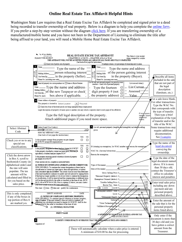 Fillable Online Online Real Estate Tax Affidavit Helpful Hints Fax