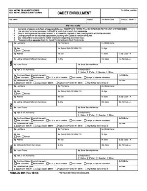 US Naval Sea Cadet Corps Enrollment Form