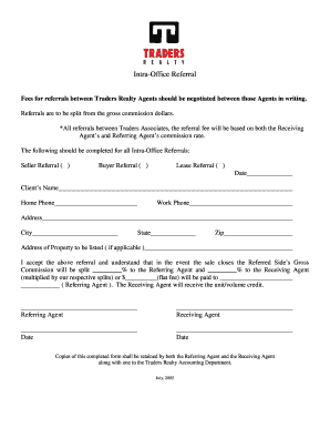 Intra-Office Referral Agreement