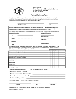 Technical Reference Form