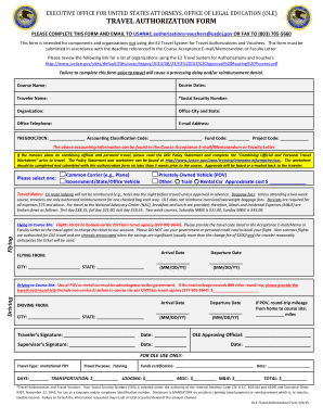 USDOJ Travel Authorization Form