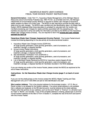 Michigan Hazardous Waste User Charge Invoice