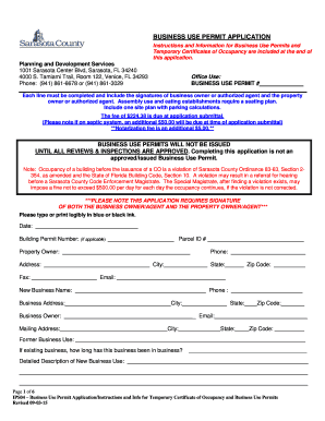 Business Use Permit Application