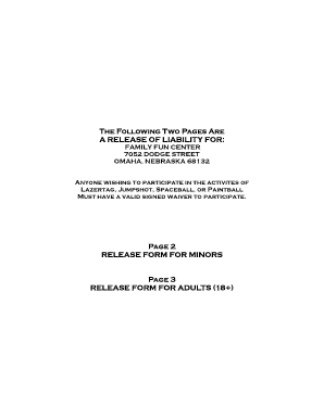 Release of Liability for Family Fun Center