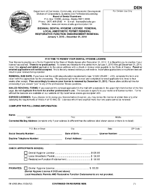 Alaska Dental Hygiene License Renewal Form