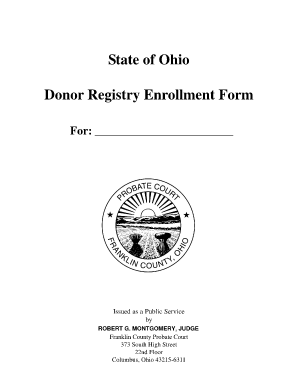 Ohio Donor Registry Enrollment Form