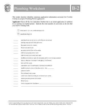 Plumbing worksheet