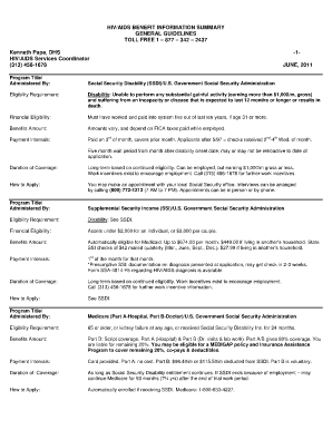 HIV/AIDS BENEFIT INFORMATION SUMMARY - MIPWA.ORG - Fill and Sign ...