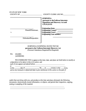 New York Subpoena Form