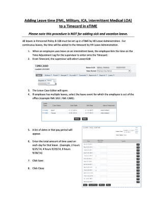 Time card chart - Adding Leave time FML Military ICA intermittent Medical LOA to a