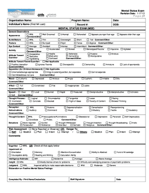 Mental Status Exam Form