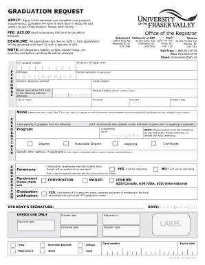 University of the Fraser Valley Graduation Request Form