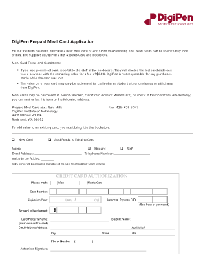DigiPen Prepaid Meal Card Application