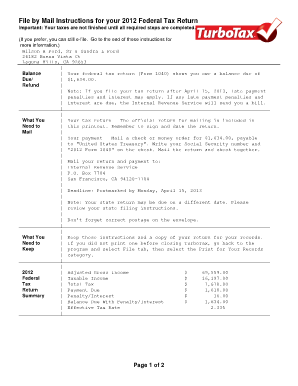 2012 Federal Tax Return Instructions