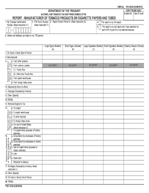 TTB Tobacco Product Manufacturer Report