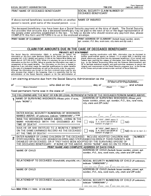 Claim for Amounts Due in Case of Deceased Beneficiary