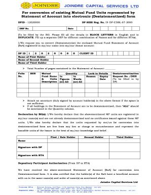 Mutual Fund Destatementization Request Form