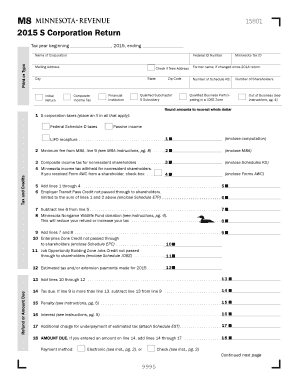 Minnesota S Corporation Tax Return Form M8