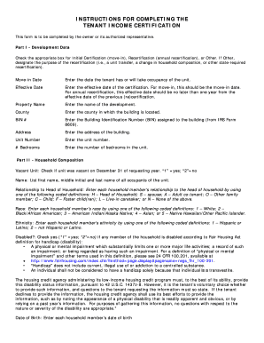 Tenant Income Certification Form