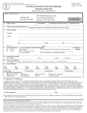 OSHA Outreach Training Program Report Form 4-50.2