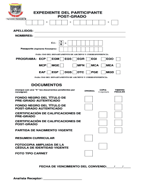 Expediente del Participante Post-Grado