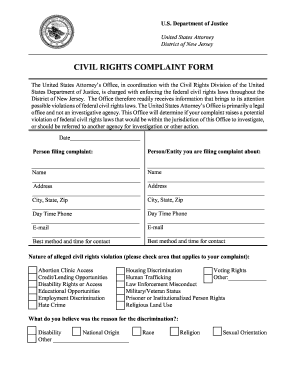 Civil Rights Complaint Form