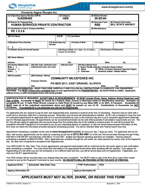 New Jersey Fingerprinting Form