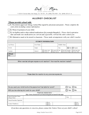 Peanut Allergy Form
