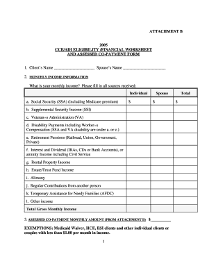 CCE/ADI Eligibility and Financial Worksheet