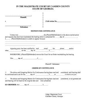 Motion for Continuance