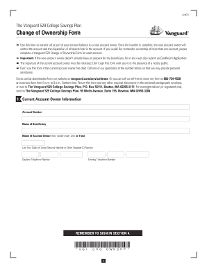 Vanguard 529 College Savings Plan Change of Ownership Form