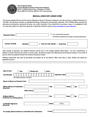 Arizona Medical Directory Order Form