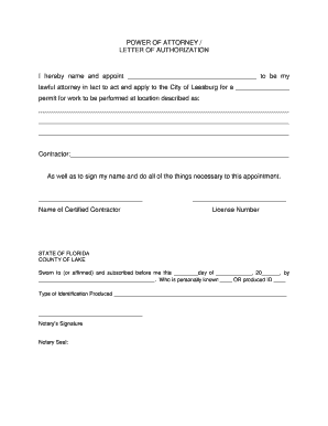 Power of Attorney for Permit Application