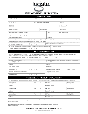 Logista Employment Application Form