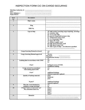 Cargo Securing Inspection Form
