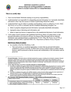 Defense Logistics Agency Privacy Certification