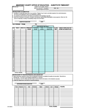 Monterey County Substitute Timesheet
