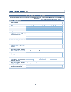 Transfer Pricing Disclosure Form
