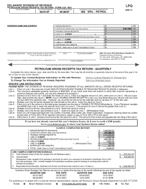 Delaware Petroleum Gross Receipts Tax Return
