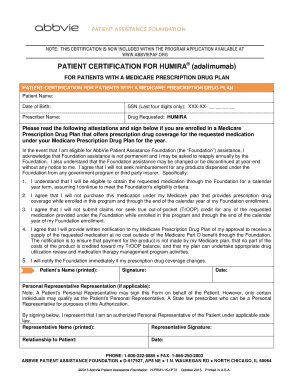 Patient Certification for Humira Medicare Prescription Drug Plan