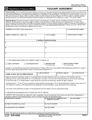 VA Fiduciary Agreement Form 21P-4703