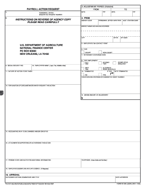 USDA Payroll Action Request Form