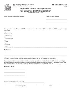 NYS Enhanced STAR Exemption Denial Notice