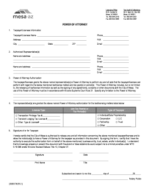 City of Mesa Power of Attorney Form