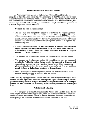 Answer to Complaint Without Minor Children