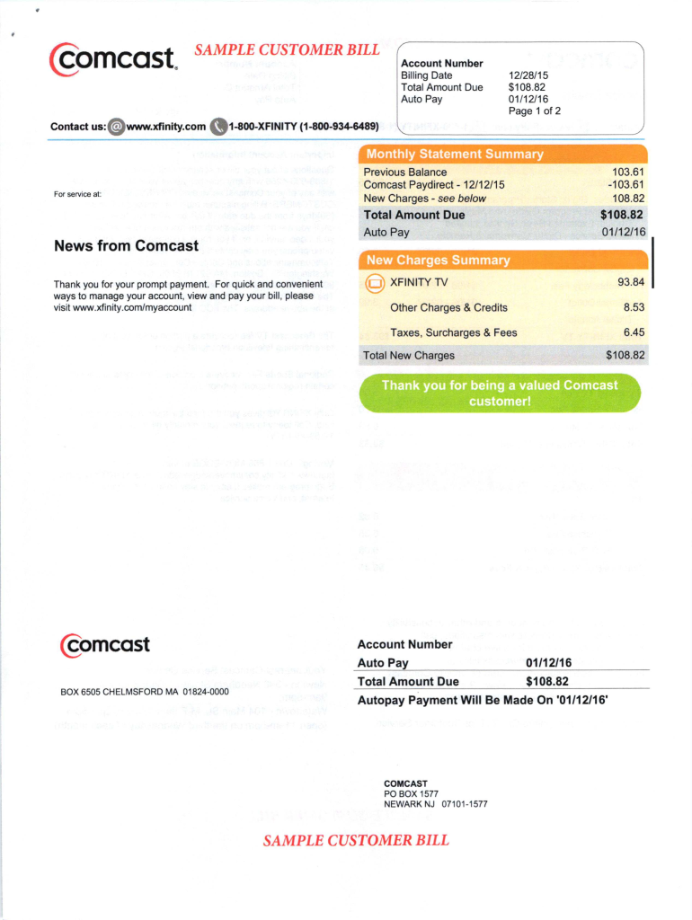 Xfinity Bill Template Fill Online, Printable, Fillable, Blank pdfFiller