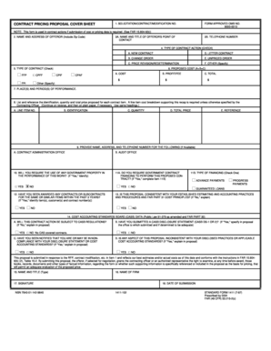 Contract Pricing Proposal Cover Sheet
