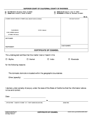California Certificate of Counsel